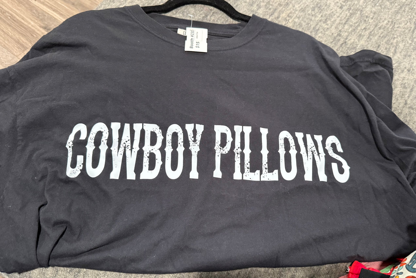 2x black comfort color cowboy pillows tee