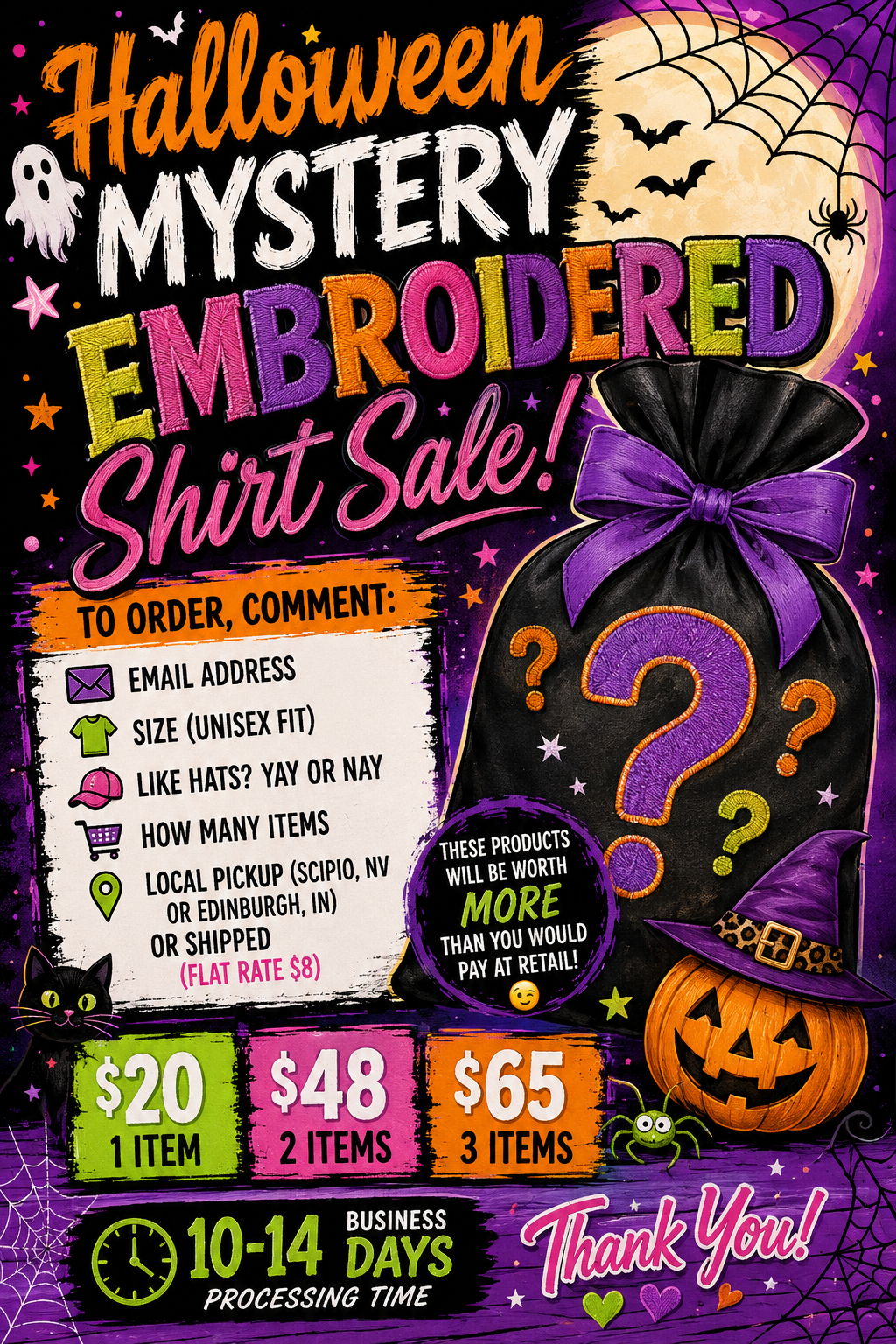 Halloween Embroidered Mystery Items
