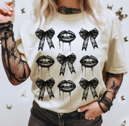 Mouth lips bows graphic shirt