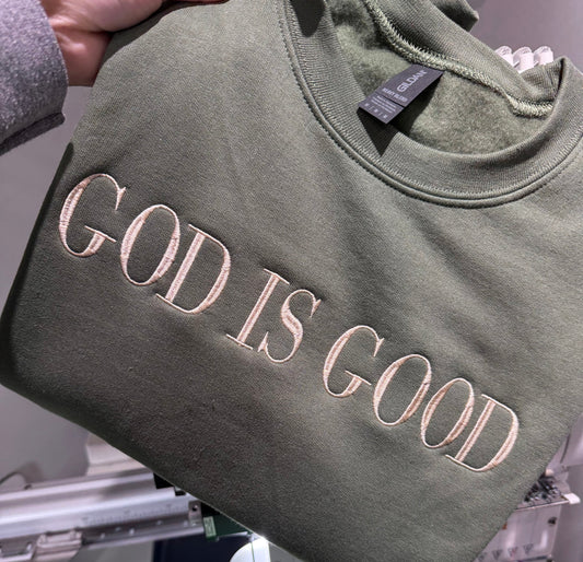 God is good embroidered shirt