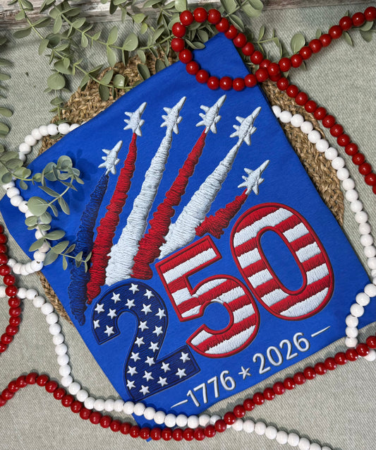 250th Anniversary USA America Merica faux embroidery graphic shirt