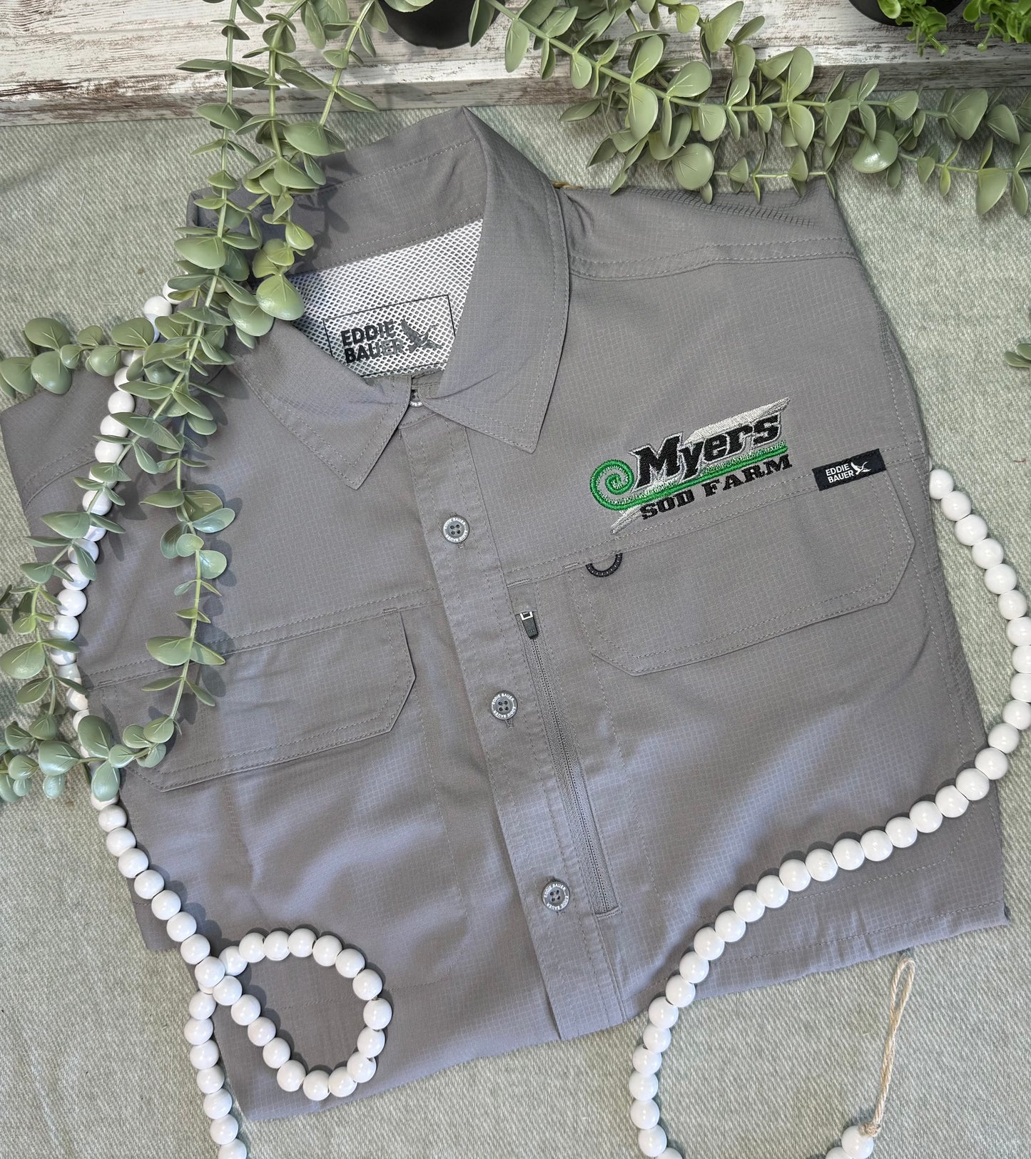 Myers Sod Farm Embroidered Eddie Bauer Men’s Tech Woven Shirt