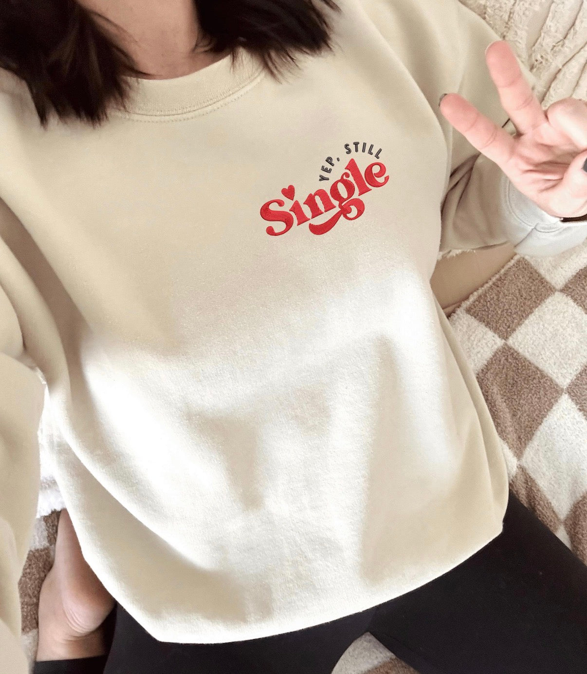 Yup still single embroidered shirt