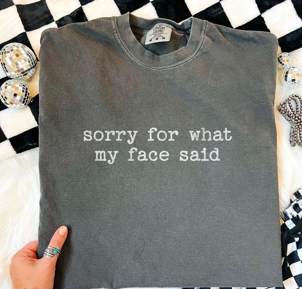 Sorry for what my face said embroidered shirt