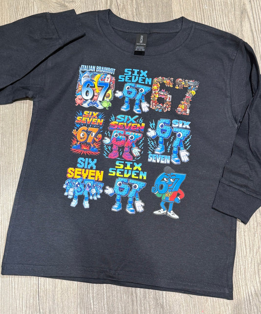 67 Brainrot collage graphic shirt