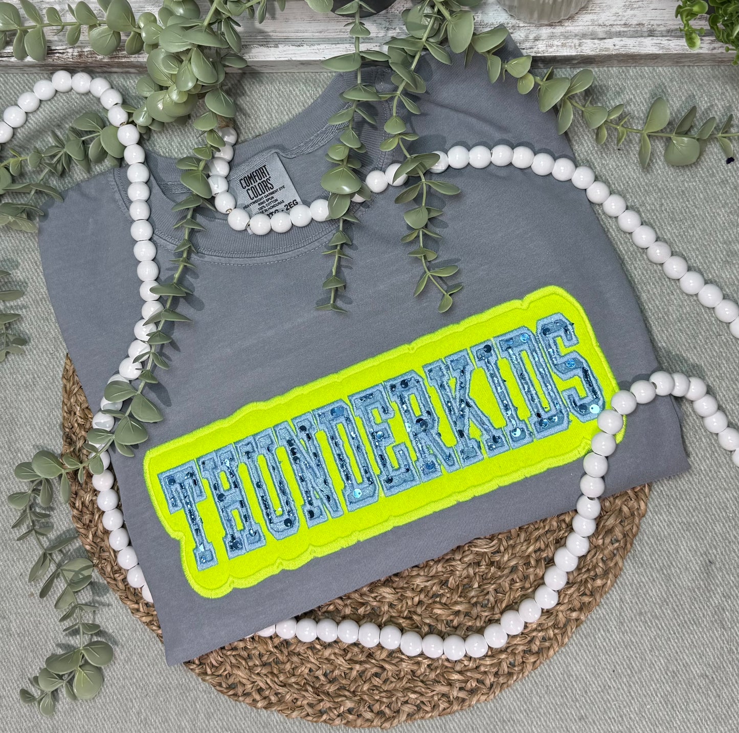 NEW & Improved Thunderkids sequin appliqué embroidered shirt