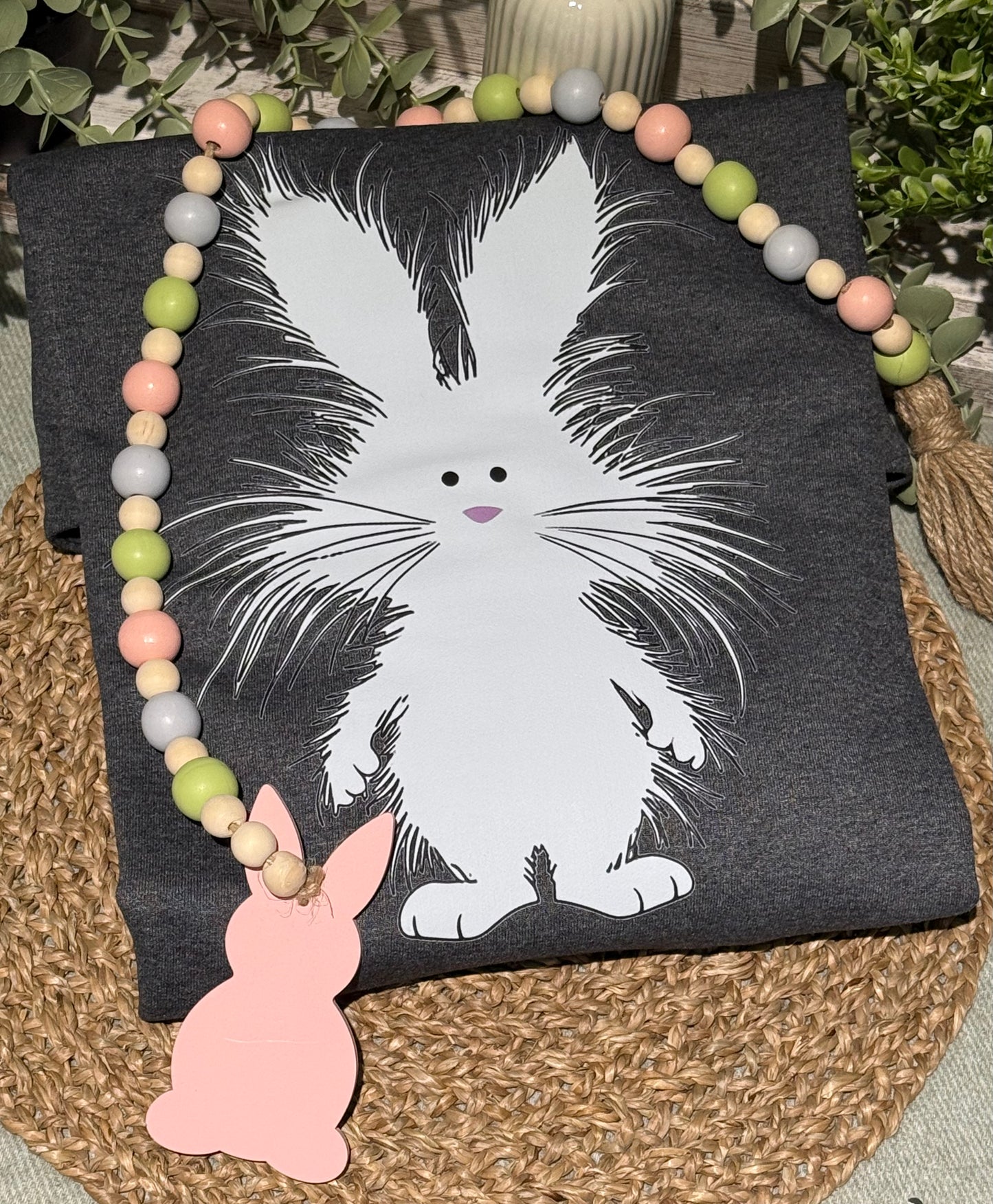 Fluffy Minimalist Bunny Graphic Shirt