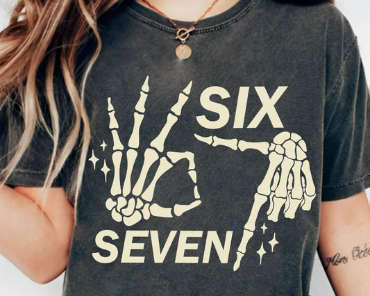 6 7 Skellie Hands Halloween graphic shirt