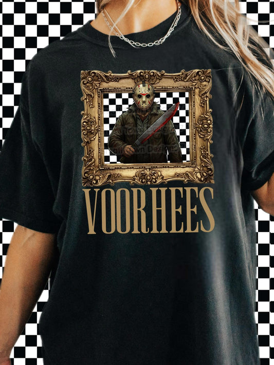 Jason Voorhees checkered frame horror graphic shirt