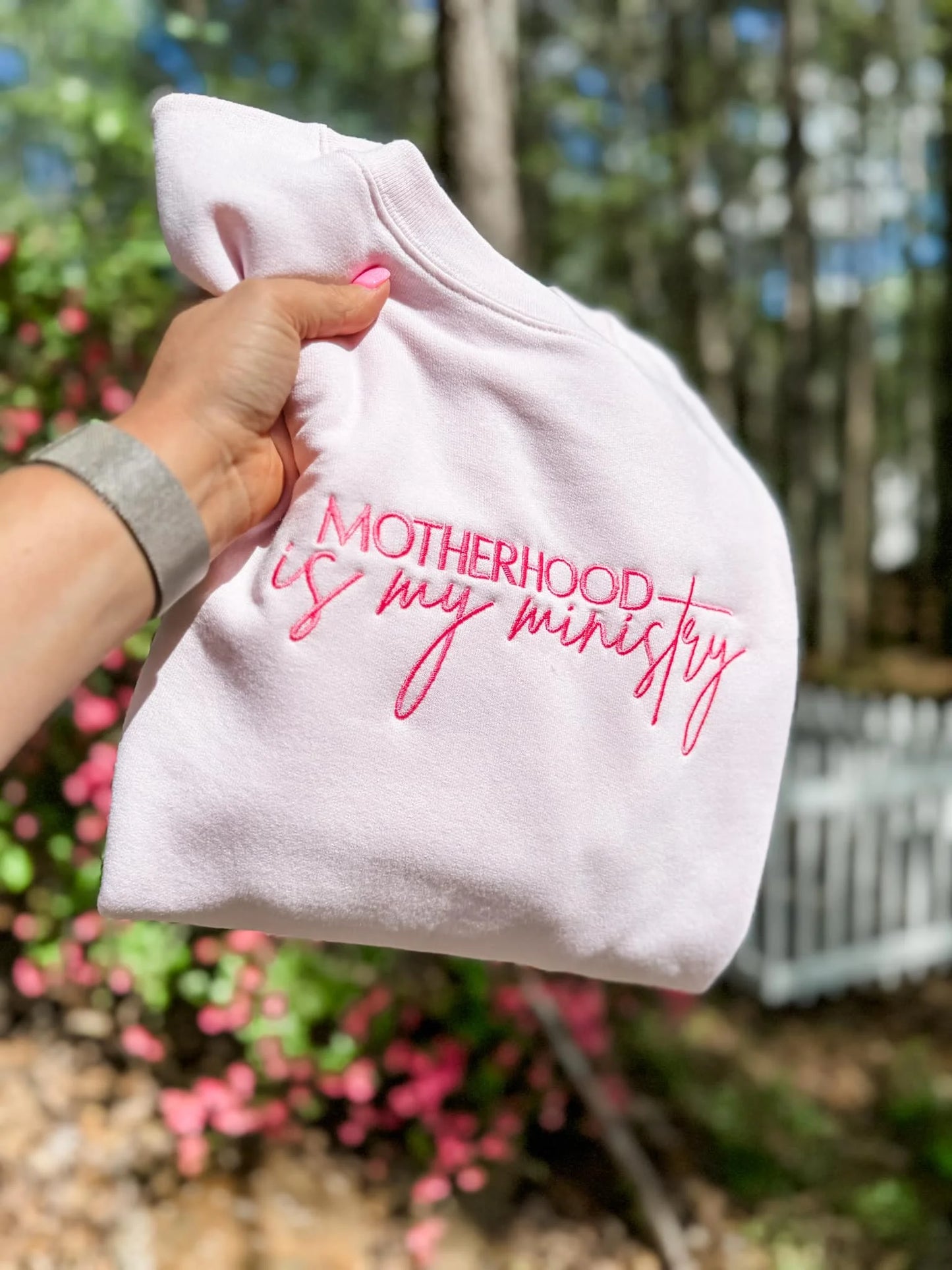Motherhood is my ministry Embroidered Shirt