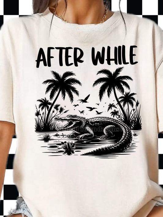 After while crocodile graphic shirt