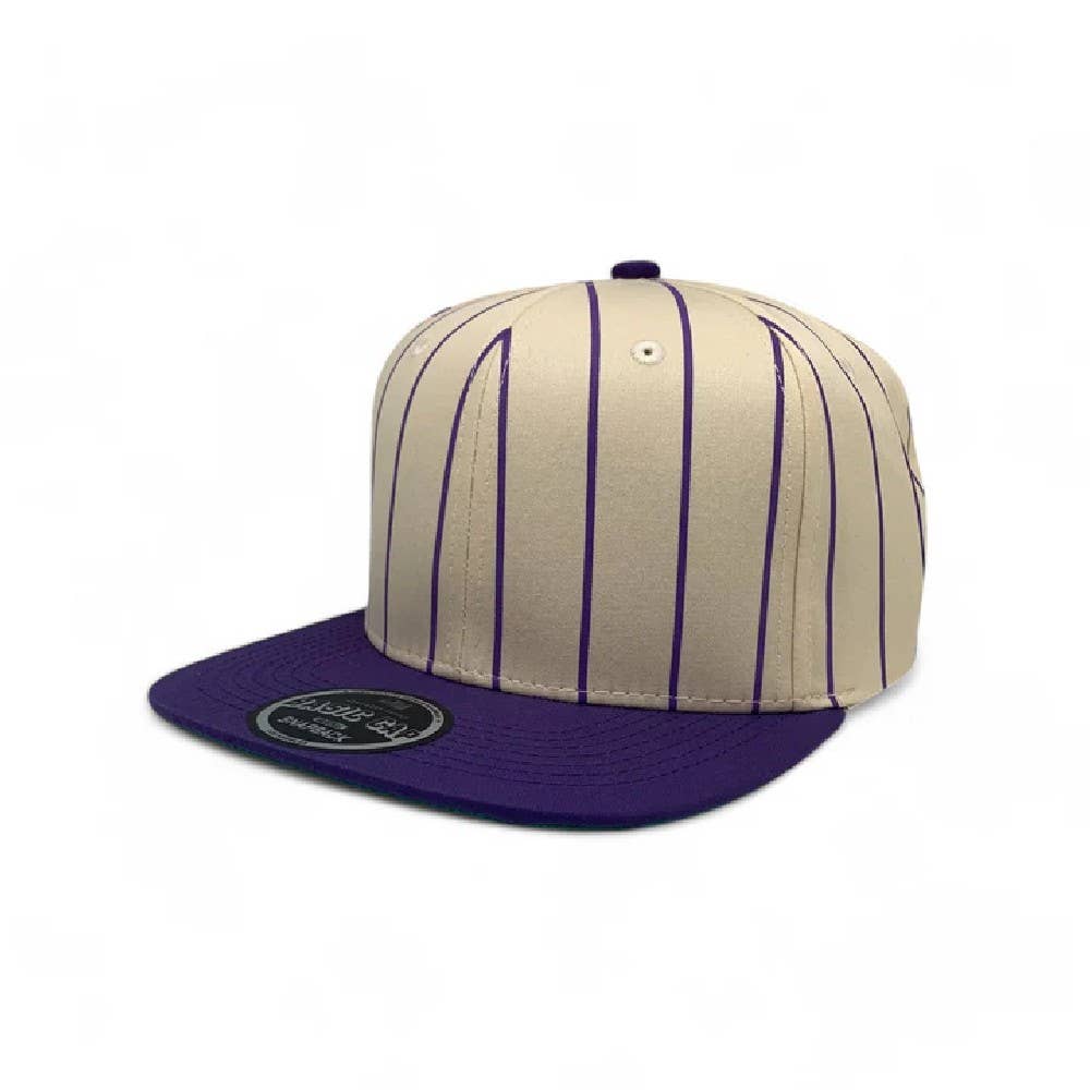 Flat Purple PinStripe Hat Can customize with team name (embroidered)